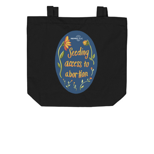 Seeding Access to Abortion- Tote, a Black Organic Cotton Tote Bag