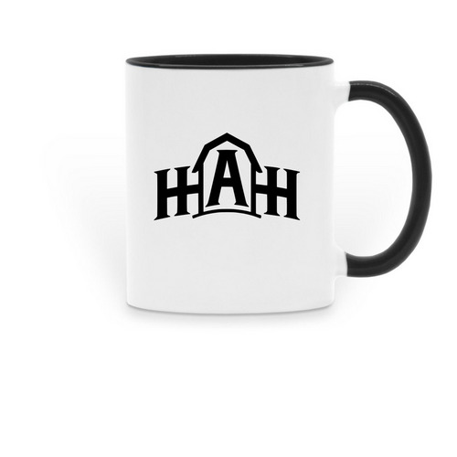 H-A-H Historic Barn Logo and Artwork Mug, a Black Two-Tone Ceramic Mug