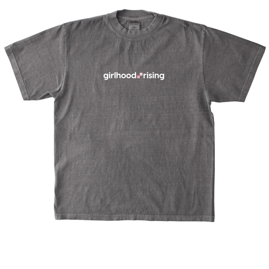 Girlhood Rising Logo Wear, a Cement Heavyweight Garment Dye Tee