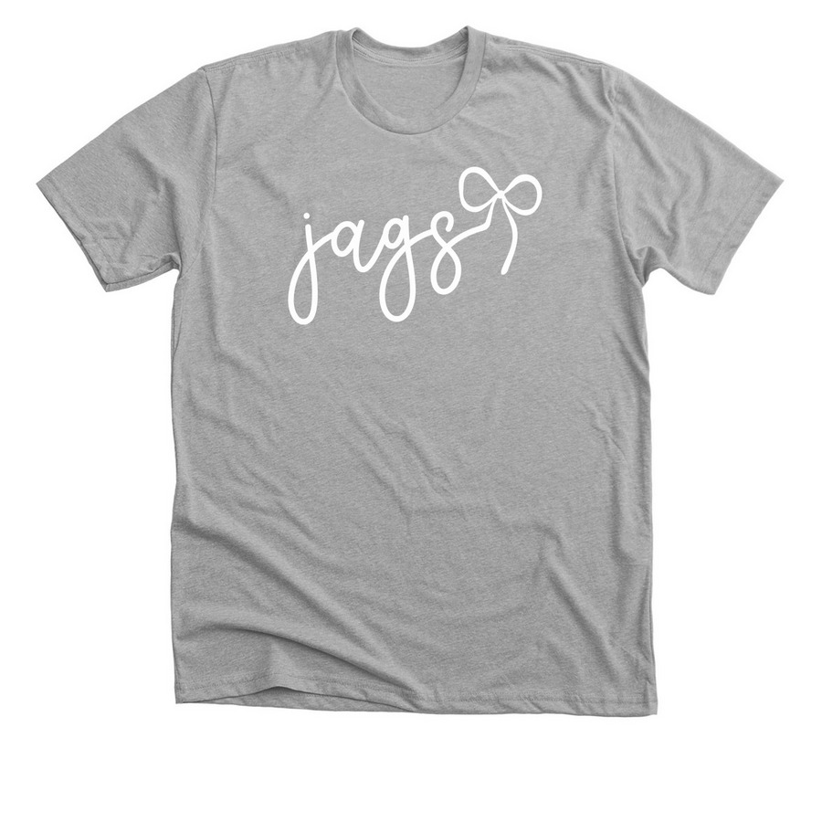 Jags White Script Bow&nbsp;, a Athletic Heather Premium Unisex Tee