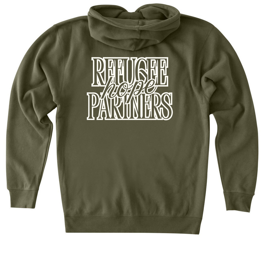 RhP Global, a Army Heavyweight Zip Up Hoodie (back-view)