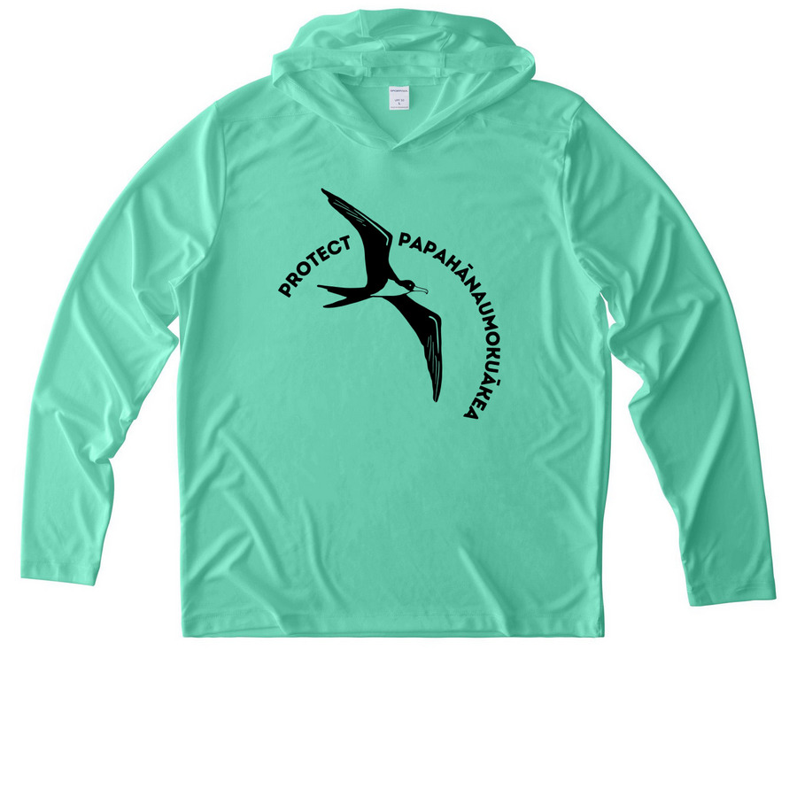 Protect Papah?naumoku?kea - ?Iwa athletic, a Bright Seafoam UV Performance Long Sleeve Hoodie