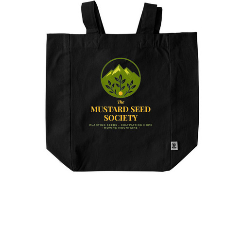 Mustard Seed Society, a Black Recycled Cotton Tote Bag
