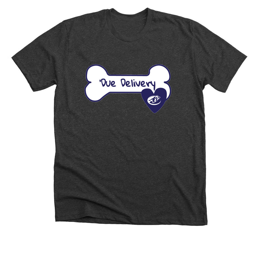 Due Delivery - Signature Bone, a Dark Grey Heather Premium Unisex Tee