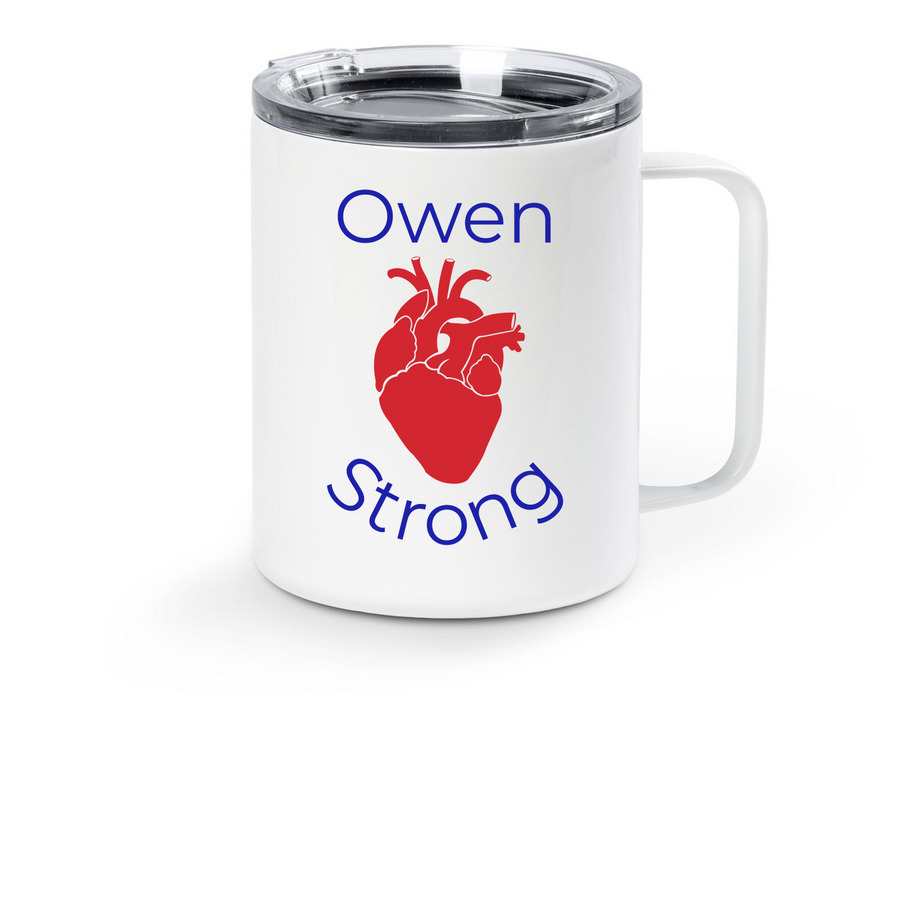 Owen Strong travel coffee mug, a White Stainless Steel Travel Mug