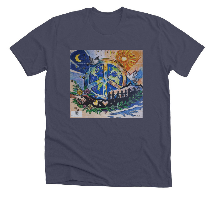 Peace Looks Like This!&nbsp;, a Heather Midnight Navy Premium Unisex Tee