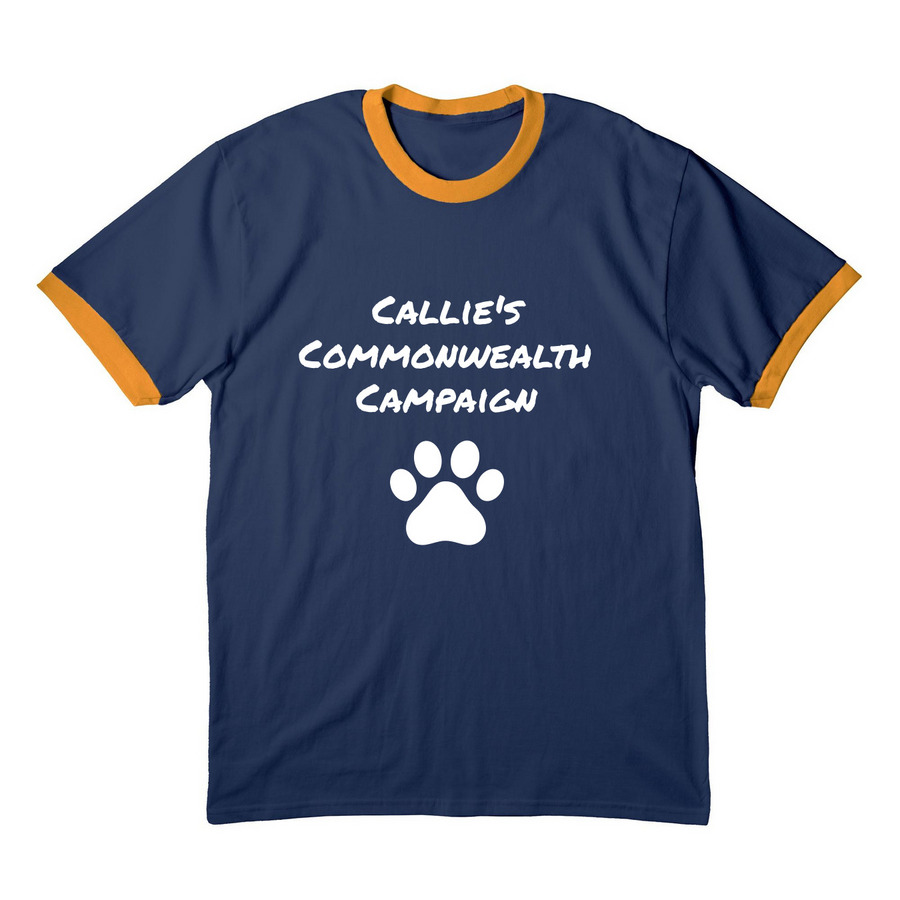 Campaign Tee, a Navy/ Gold Cotton Ringer Tee