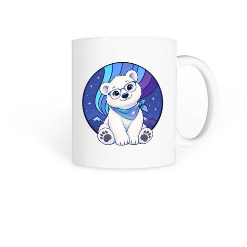 Northern Lights Mascot, a White Coffee Mug