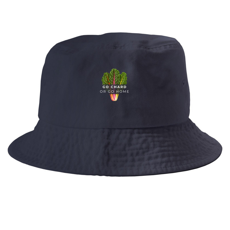 Go Chard or Go Home | Hat, a Navy Printed Bucket Hat