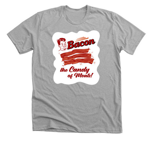 Bacon - the Candy of Meats!, a Athletic Heather Premium Unisex Tee