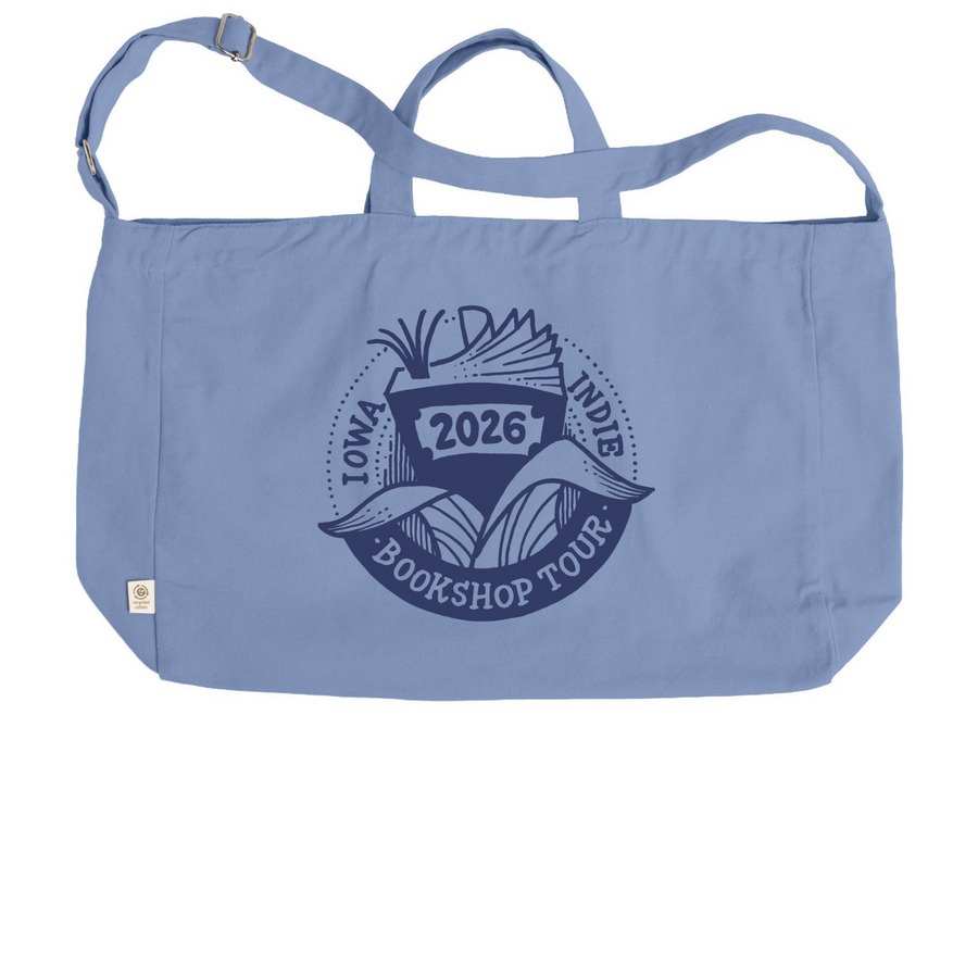 Iowa Indie Bookshop Tour '26 Bookshop Tourist, a Elemental Blue Reclaimist G2G Tote Bag (back-view)
