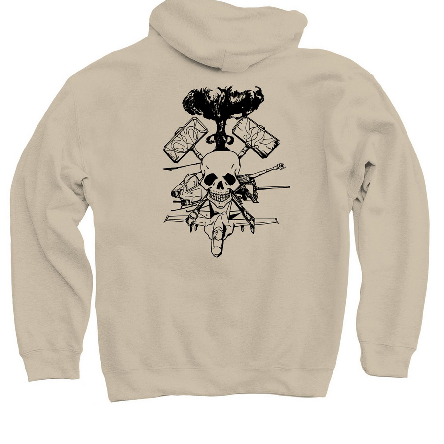 2nd Bn 10th Mar Liaison - Black Logo, a Sand Pullover Hoodie (back-view)