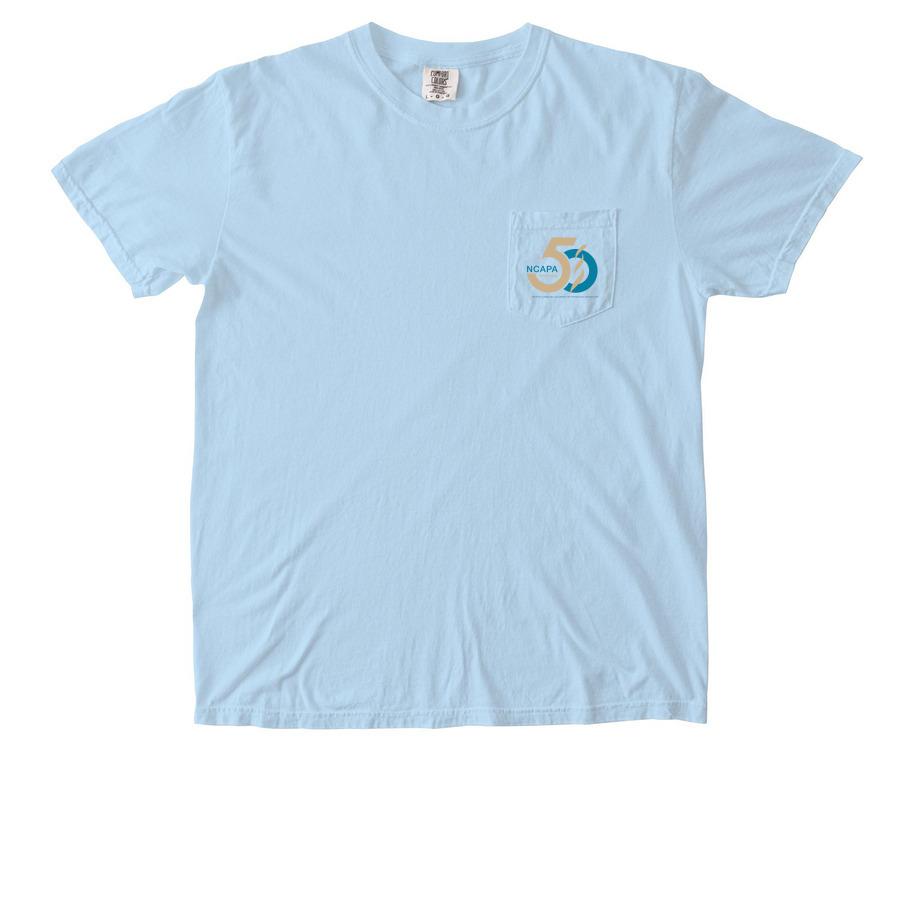 NCAPA 50th Front Pocket Shirt, a Chambray Comfort Colors Pocket Tee