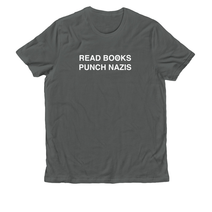 Read Books Punch Nazis, a Terrain Grey Allmade Organic Cotton Unisex Tee