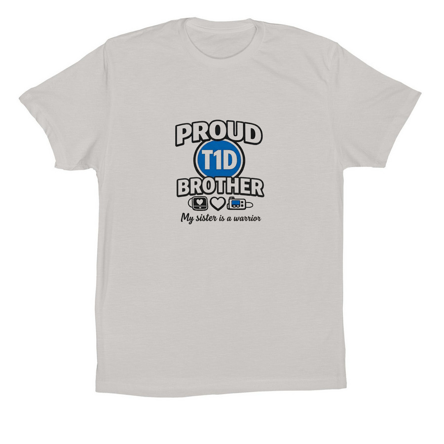 Proud T1D brother to sister&nbsp;, a Solid Athletic Grey Premium Cotton Tee