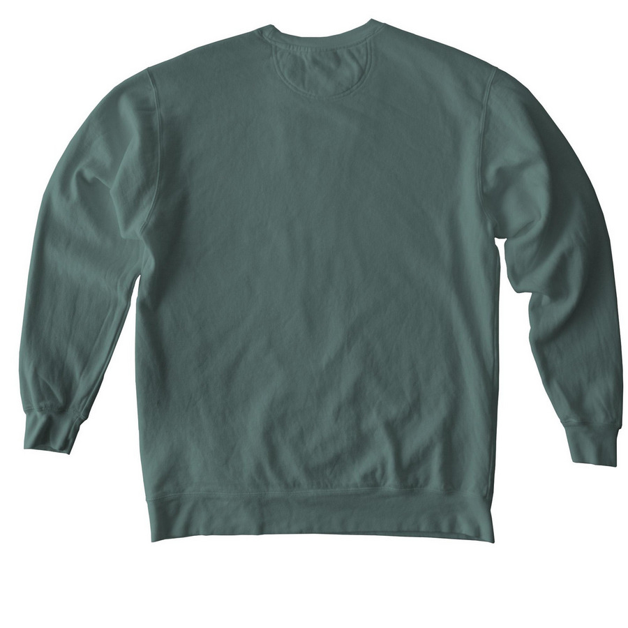 In My Trauma-Informed Era&nbsp;, a Blue Spruce Comfort Colors Crewneck Sweatshirt (back-view)