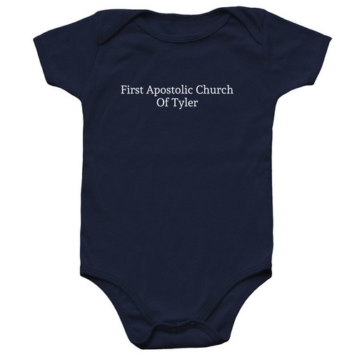 Infant Back Logo with Front Name Onsie, a Navy Infant Onesie