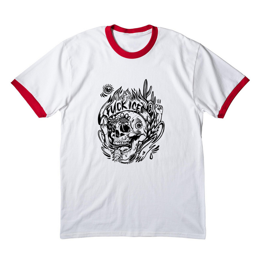 FICE TSHIRT FUNDRAISER, a White/ Red Cotton Ringer Tee