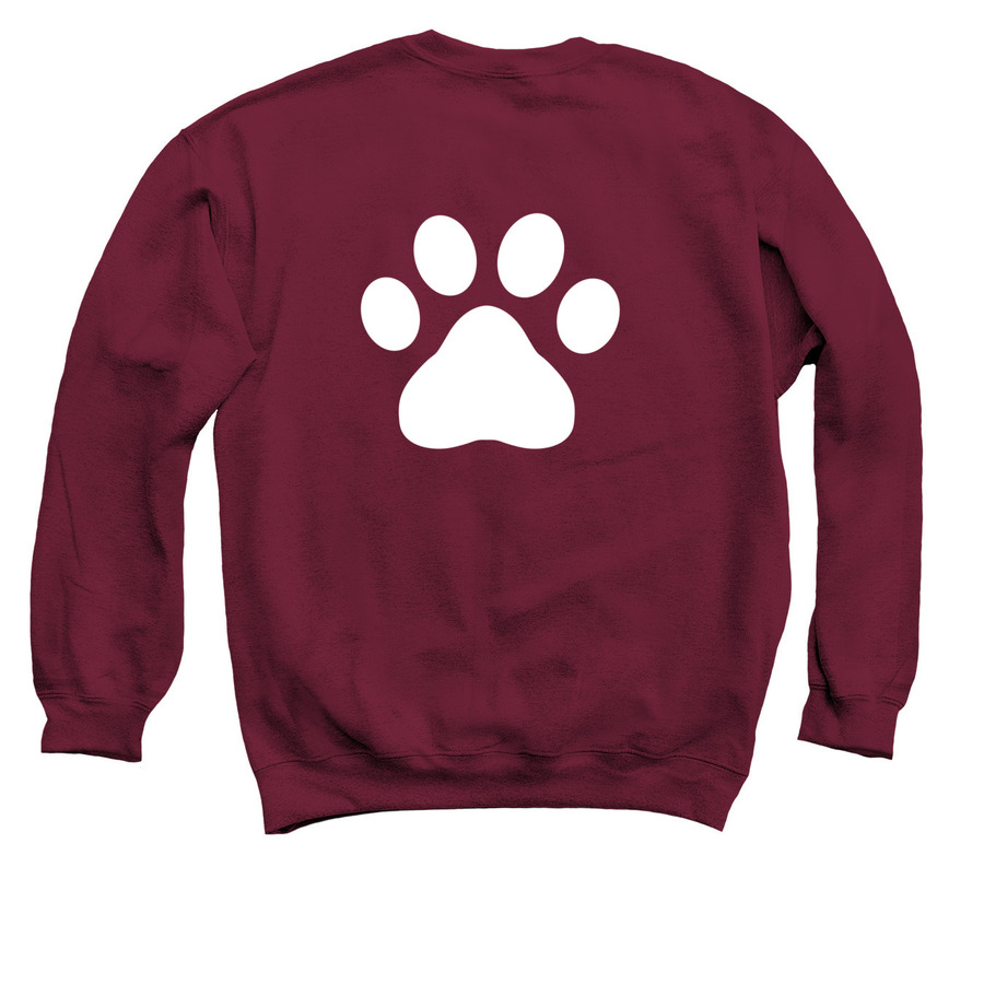 Proverbs 12:10 Animal Rescue Crimson, a Maroon Crewneck Sweatshirt (back-view)
