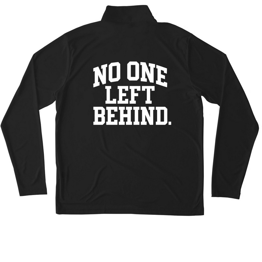 No One Left Behind Quarter-Zip, a Black Unisex Performance Quarter Zip Pullover (back-view)