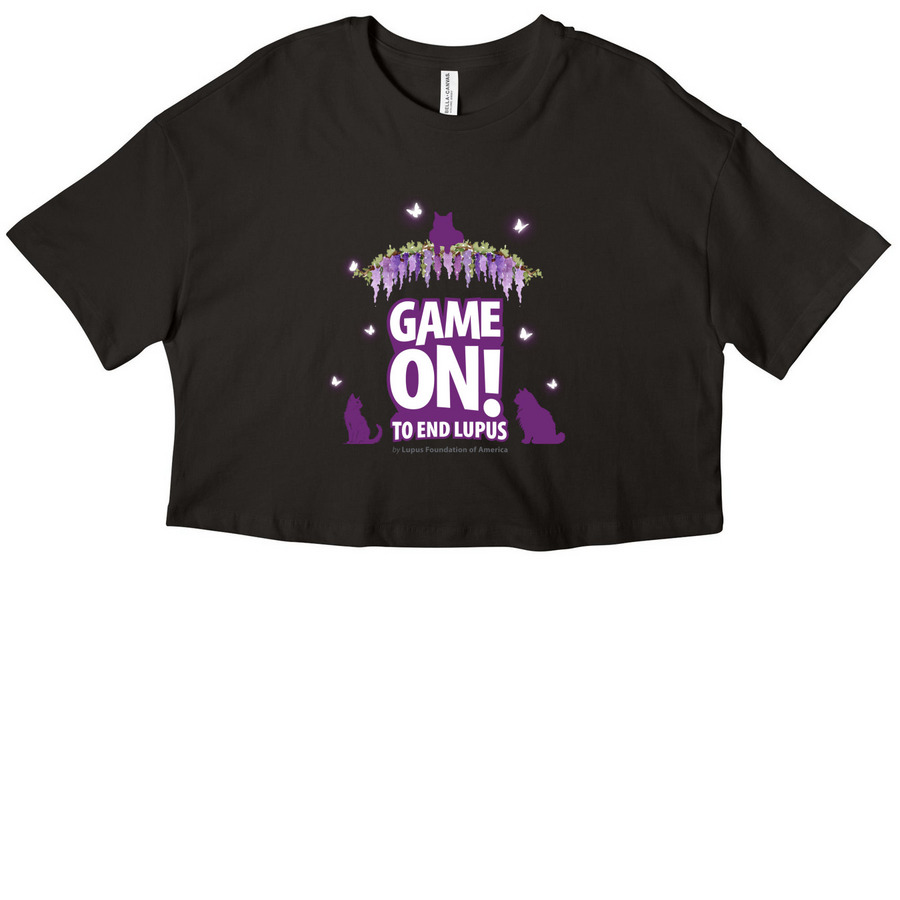 JazCatCove Game to End Lupus (Flowers), a Black Women?s Cropped Cotton Tee