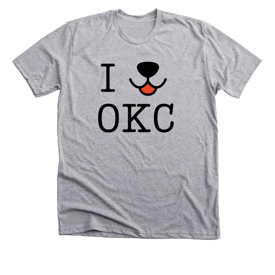 I Love OKC Dog Shirt, a Athletic Heather Premium Unisex Tee