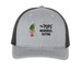 Trucker Hat - Black Logo, a Heather Grey/ Black Printed Five-Panel Trucker Cap