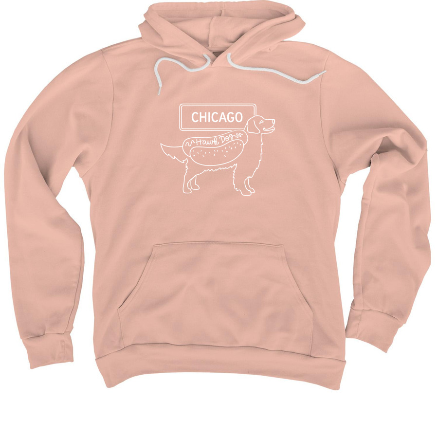 Chicago Hawk Dog outline, oranges, a Peach Premium Pullover Hoodie