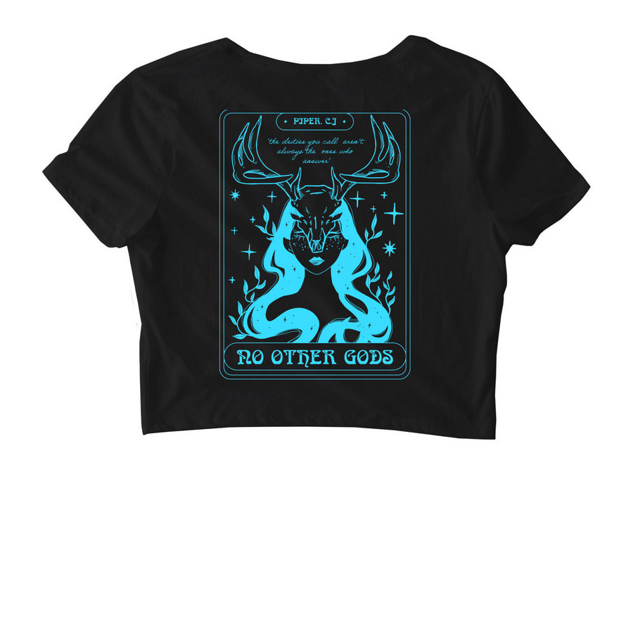 SEE YOU IN HELL, a Black Women's Fitted Cropped Tee (back-view)