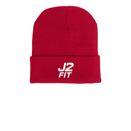 J2Fit Winter Performance Beanie, a Red Printed Cuffed Beanie