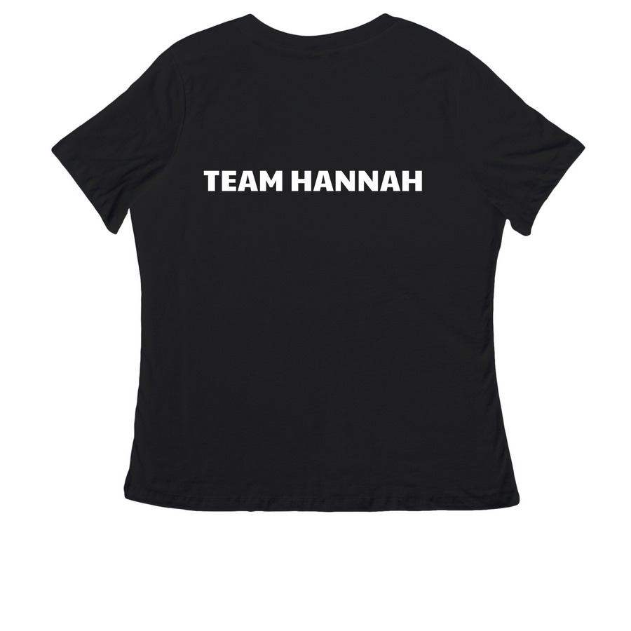 Hannah's Heart Run (V-neck), a Black Women's Relaxed V-Neck Tee (back-view)