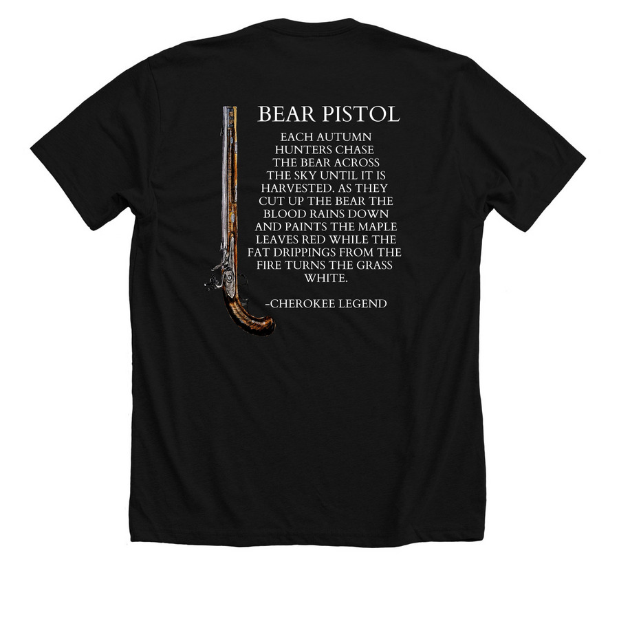 BEAR PISTOL SHIRT, a Solid Black Blend Premium Unisex Tee (back-view)
