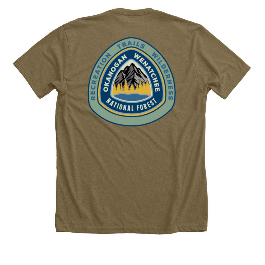 FS Oka-Wen, a Heather Olive Premium Unisex Tee (back-view)