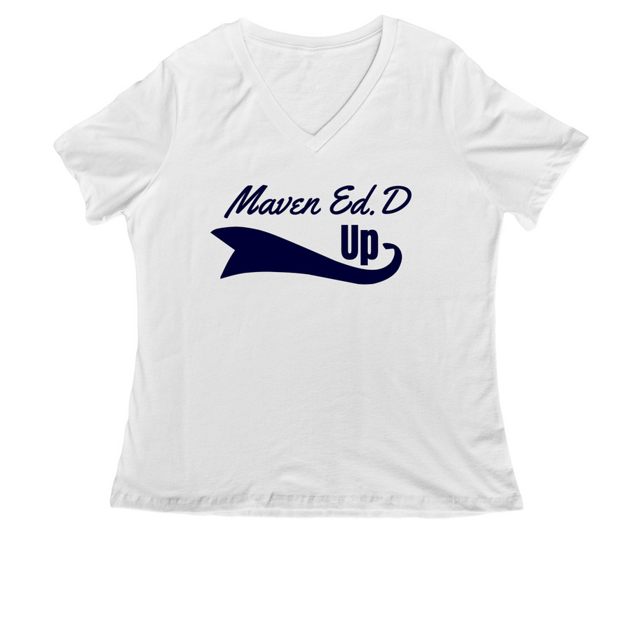 MavenEdD Up Option 2, a White Women's Relaxed V-Neck Tee