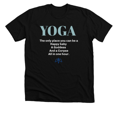 Yoga shirt! A conversation starter, a Solid Black Blend Premium Unisex Tee