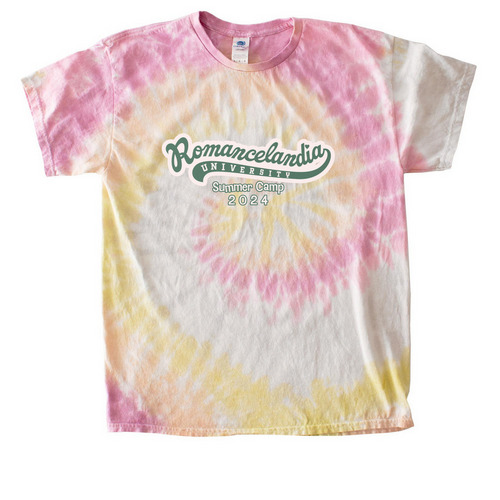 Romancelandia Uni Summer Camp '24 | apparel, a Desert Rose Classic Tie Dye Tee