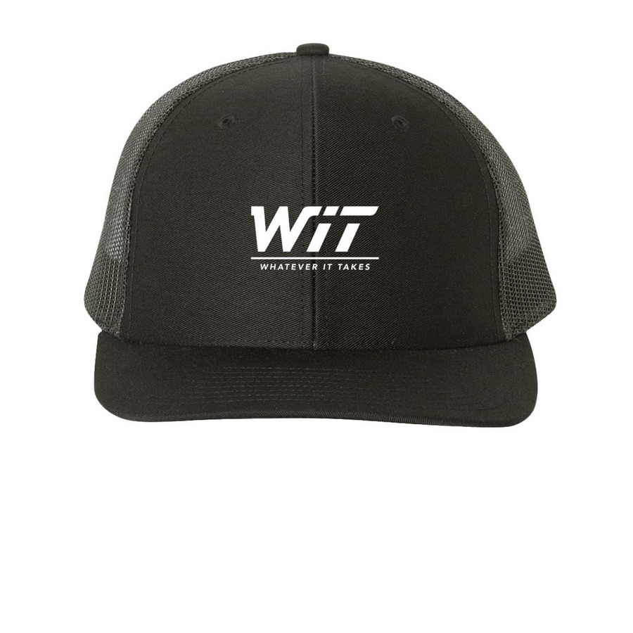 WIT, a Black Printed Snapback Trucker Cap