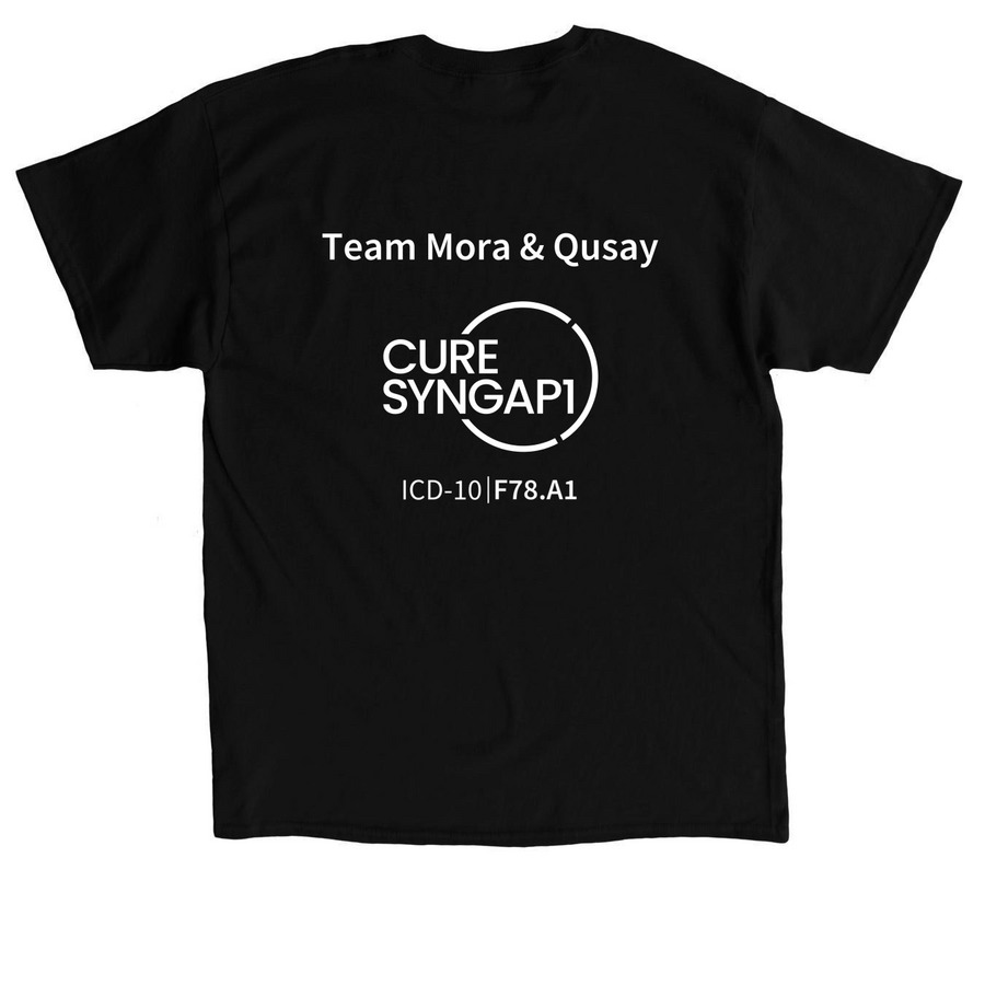 Sprint for Syngap 2026: Team Mora & Qusay, a Black Classic Unisex Tee (back-view)