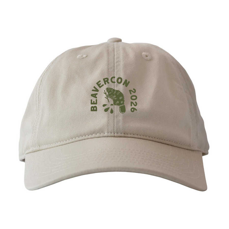 BeaverCON 2026 Cap - White, a Oyster Printed Eco Baseball Cap
