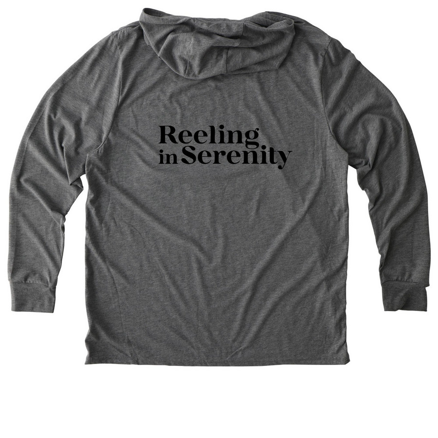Hooded Reeling Shirt, a Aluminum Grey Allmade Eco Triblend Hoodie Tee (back-view)