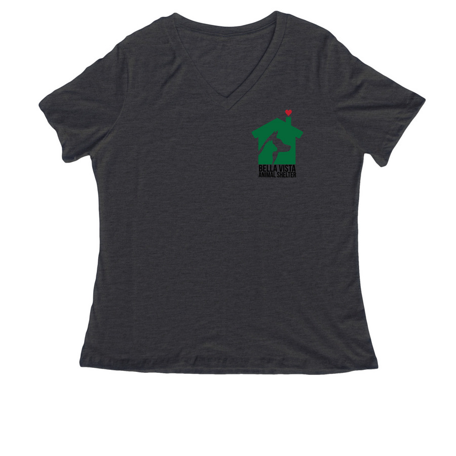 BVAS Logo, a Dark Grey Heather Women's Relaxed V-Neck Tee