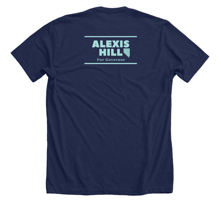 #DebateAlexis, a Solid Navy Blend Premium Unisex Tee (back-view)