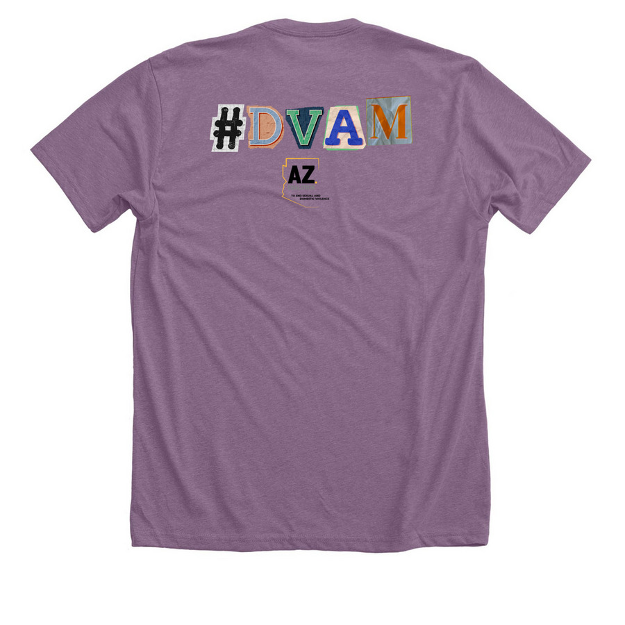 Domestic Violence Awareness Month, a Heather Purple Premium Unisex Tee (back-view)