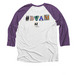 Domestic Violence Awareness Month, a Purple Rush and Heather White 3/4 Sleeve Baseball Tee (back-view)