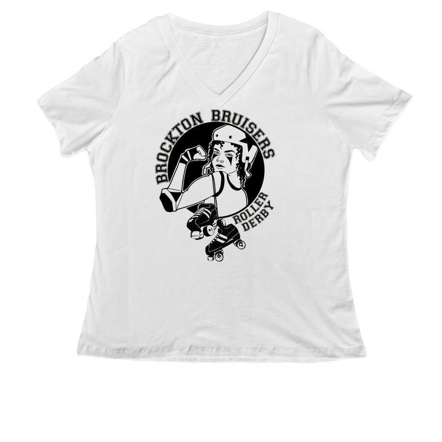 New Logo Outline Black, a White Women's Relaxed V-Neck Tee