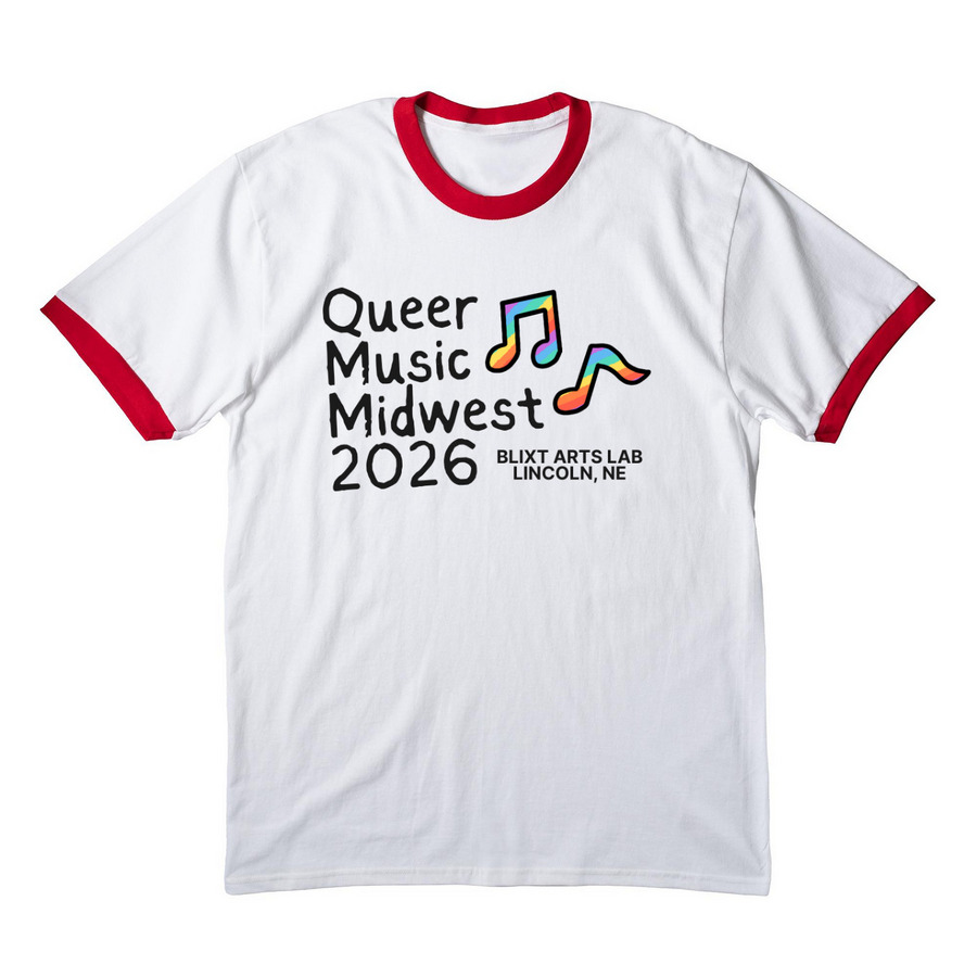 Queer Music Midwest 2026 Festival, a White/ Red Cotton Ringer Tee
