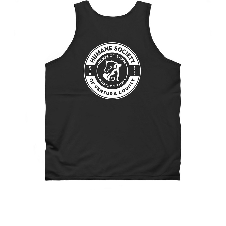 Humane Society Ventura County Badge Tank Top, a Black Classic Unisex Tank Top (back-view)