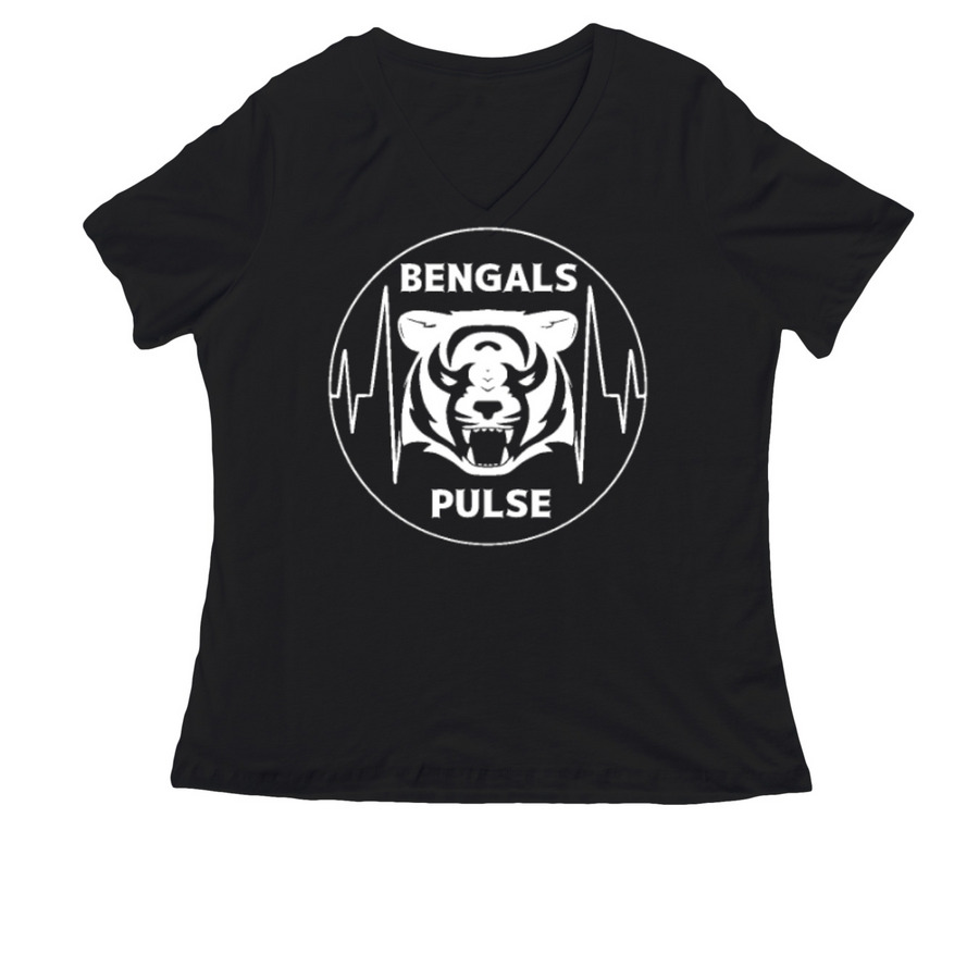 White Tiger Pulse, a Black Women's Relaxed V-Neck Tee