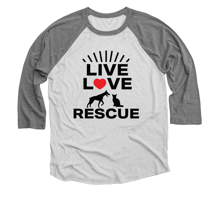 Pet Rescue Fund, a Premium Heather and Heather White 3/4 Sleeve Baseball Tee