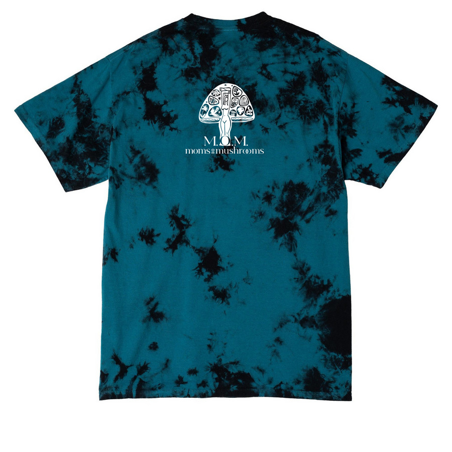 Probably Microdosing Logo Tie Dye Tee&nbsp;, a Black/ Teal Crystal Tie Dye Tee (back-view)